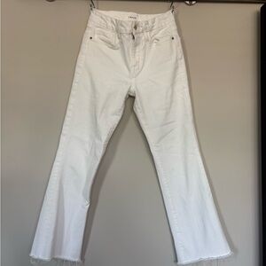 Frame Denim White Flare Cropped High-Rise Jeans